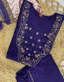 Blueberry Marina Silk Embroidery Thread With Hand Work Suit Set