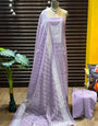 Lavender Pure Soft Muga Cotton Weaving Work Unstitched Dress Material