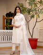 Eggshell Viscose Mango Silk Embroidery Thread With Hand Work Suit Set