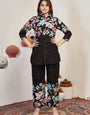 Brown Pure Cotton Flower Printed Work Co-Ords Set