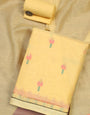 Mustard Pure Soft Muga Cotton Flower Weaving Unstitched Dress Material