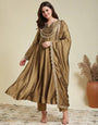 Magnificent Dark Beige Vichhitra Silk Embroidery Work Suit Set