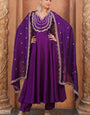 Amazing Purple Vichhitra Silk Embroidery Work Suit Set