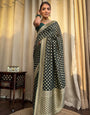 Phthalo Green Jacquard Weaving Soft Lichi Silk Saree