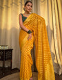 Gamboge Yellow Jacquard Weaving Soft Lichi Silk Saree