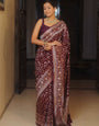 Congo Brown Zari Weaving Soft Lichi Silk Saree