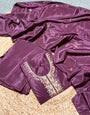 Twielight Wine Chinon Silk Embroidered Plazzo Suit