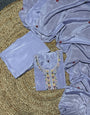 Blueish Levendor Chinon Silk Embroidered Plazzo Suit