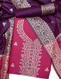 Pink Handloom Raw Silk Warli Work With Contrast Daman Dupatta Dress Material