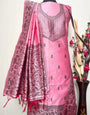 Rose Handloom Raw Silk Warli Work Unstitched 3pis Dress Material