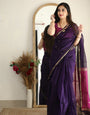 Imbrication Purple Cotton Silk Weaving Saree