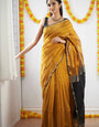 Petrichor Yellow Cotton Silk Weaving Saree