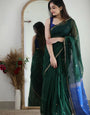 Attractive Dark Green Cotton Silk Weaving Saree