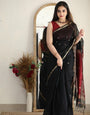 Charming Black Cotton Silk Weaving Saree