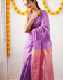 Precious Lavender Cotton Silk Weaving Saree