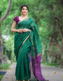 Embrocation Green Cotton Silk Weaving Saree