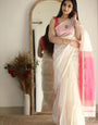 Impressive Off White Cotton Silk Weaving Saree