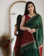 Fairytale Moss GreenCotton Silk Weaving Saree
