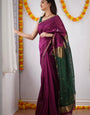Ebullience Wine Cotton Silk Weaving Saree