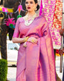 Amiable Purple Kanjivaram Silk Weaving Saree