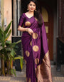 Stunning Purple Soft Silk Weaving Saree
