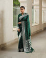Exquisite Green Cotton Silk Weaving Saree