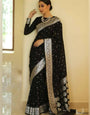 Fascinating Black Cotton Silk Weaving Saree