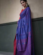 Angelic Blue Cotton Silk Weaving Saree