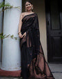 Incredible Black Soft Silk Weaving Saree