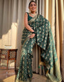 Demesne Dark Green Soft Silk Weaving Saree