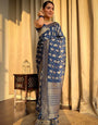 Enchanting Marine Blue Soft Silk Weaving Saree