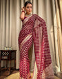 Nemesis Wine Soft Banarasi Silk Weaving Saree