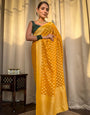 Vestigial Yellow Soft Banarasi Silk Weaving Saree