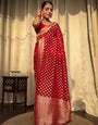 Noteworthy Red Soft Banarasi Silk Weaving Saree