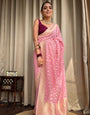 Bucolic Baby Pink Soft Banarasi Silk Weaving Saree