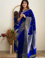 Peerless Royal Blue Soft Silk Weaving Saree