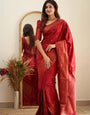 Treasured Red Soft Silk Weaving Saree