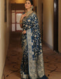 Enamoring Navy Blue Soft Silk Weaving Saree
