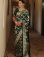 Desultory Green Soft Silk Weaving Saree
