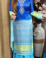 Scintilla Blue Chinon Embroidery With Bandhani Printed Suit Set
