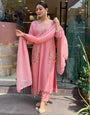 Pulsating Pink Sequence Embroidery with Kodi Work Suit Set