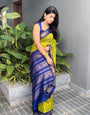 Parrot Green Soft Lichi Silk Saree with Exclusive Jacquard Border