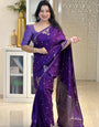 Daisy Purple Jam Royale Gold Zari Jacquard Lichi Silk Saree