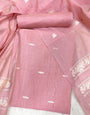 Baby Pink Pure Soft Linen Cotton Embroidered Work Unstitched Dress Material