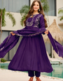 Purple Vichitra Silk Embroidery Thared Work Suit Set