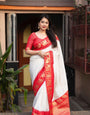 Graceful Bone White Soft Silk Weaving Saree