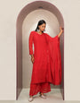 Mesmeric Red Georgette With Chikankari Embroidery work Suit Set