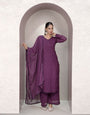 Opulent Wine Georgette With Chikankari Embroidery work Suit Set