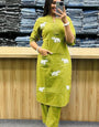 Dulcet Green Rayon Elephant Embroidered Kurta Set With Plazzo