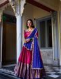 Pink Narayan Pattu Zari Weaving Work Lehenga Choli